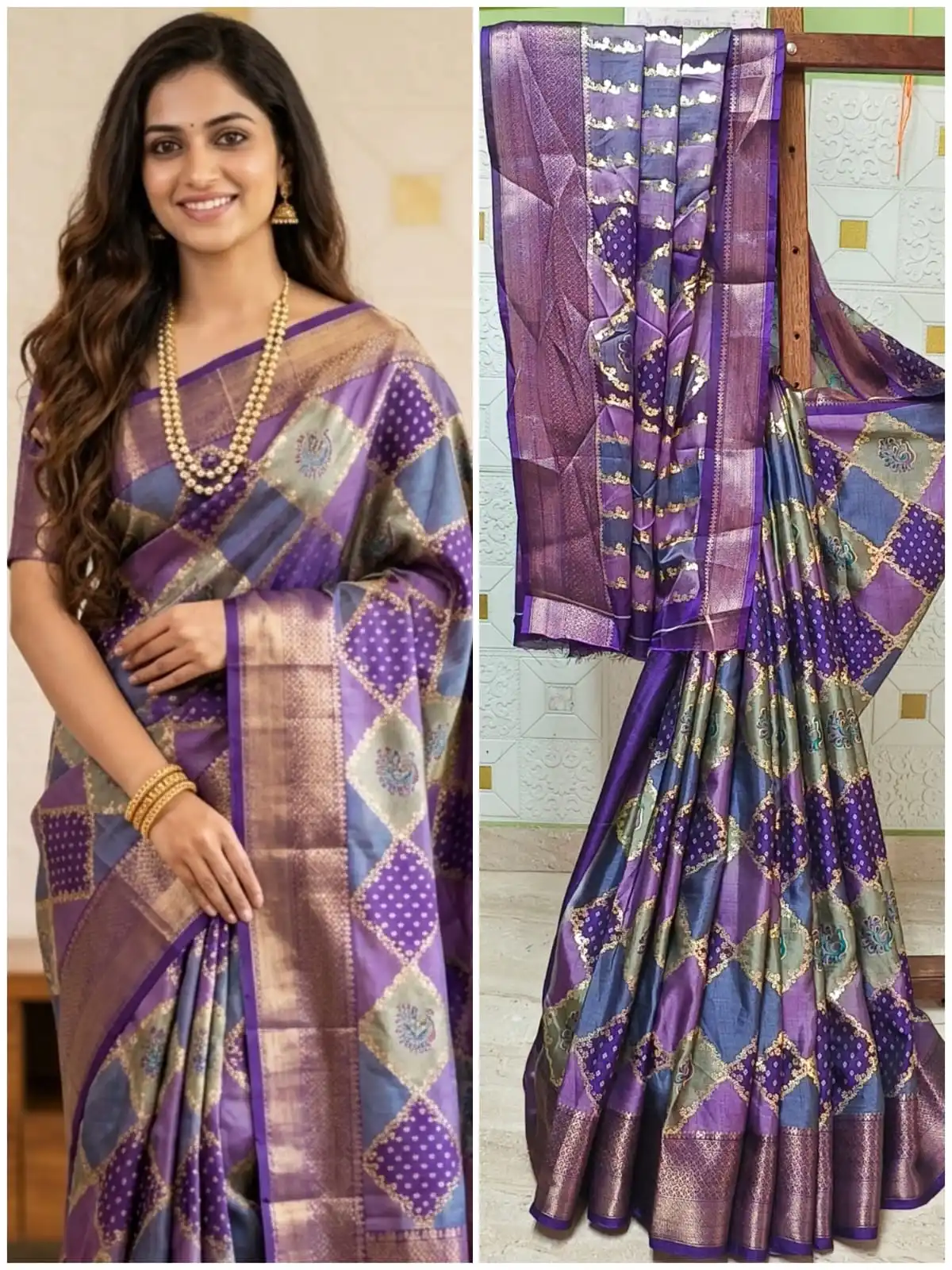 Contrast Digital Dola Border Work Saree